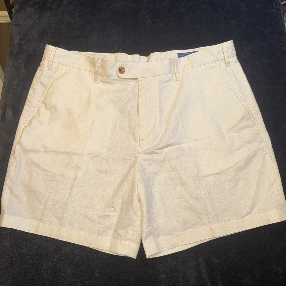 Biltmore Linen Blend Shorts Mens 40 Beige Flat Front‎ Summer Lightweight Casual